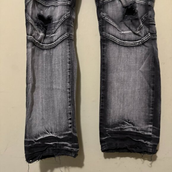 Arketype Men’s 38x32 Distressed Moto Jeans Black Washed Biker Denim - Picture 4 of 5